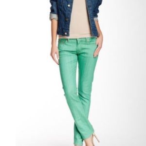 Civilianaire mint green super slim jeans